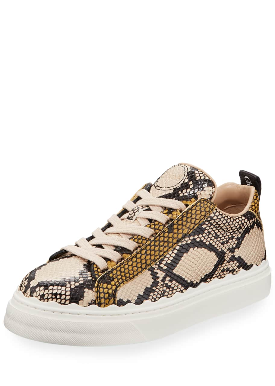 Chloe Lauren Python-Embossed Leather Sneakers - Bergdorf Goodman