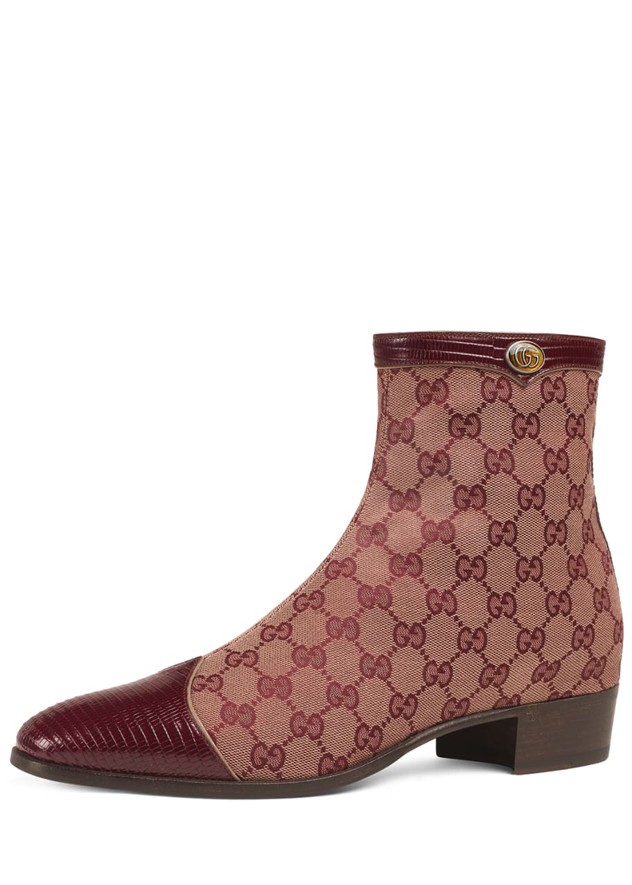 Gucci Men s Plata Original Canvas Ankle Boots Bergdorf Goodman