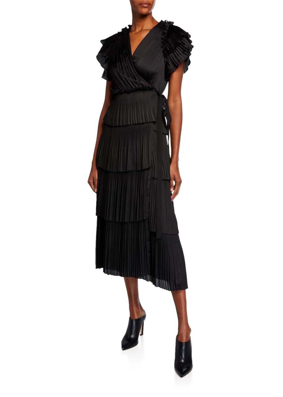 Sasha pleated clearance ruffle wrap dress