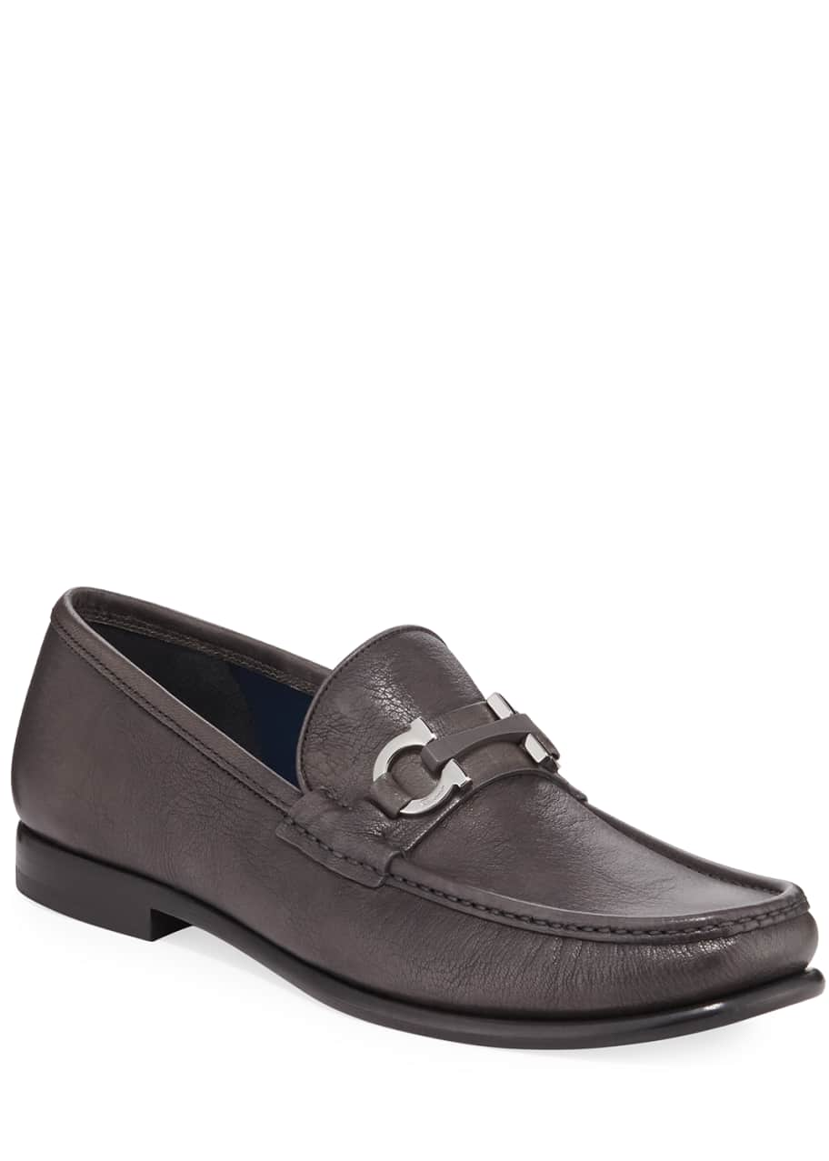 Salvatore Ferragamo Men's Crown Gancio-Bit Leather Loafers - Bergdorf ...