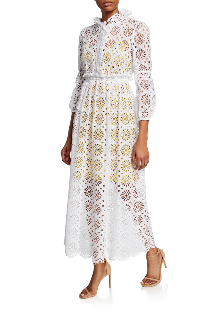 Leandra Eyelet Button Front Maxi Dress