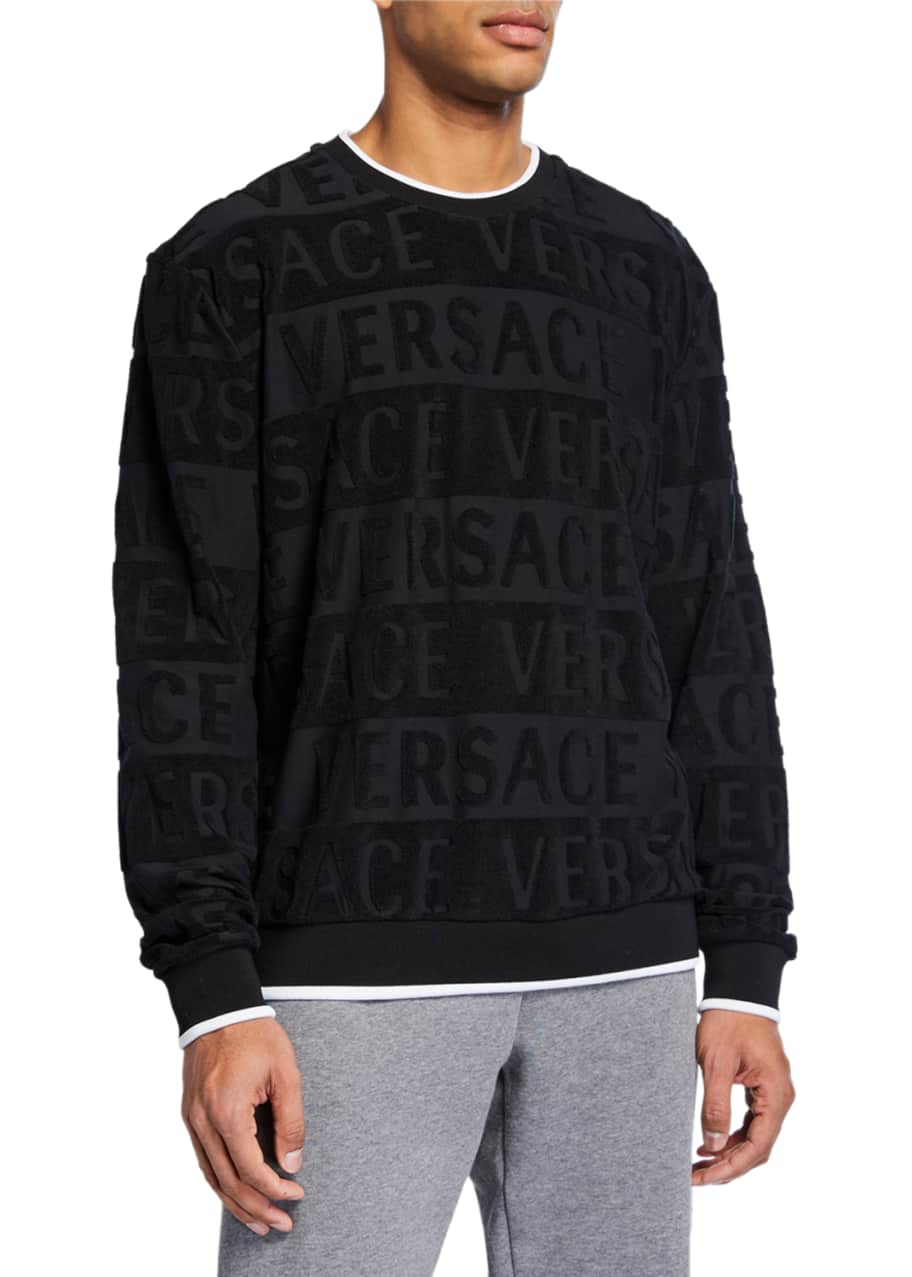 Versace Men's Crewneck Tonal-Logo Sweatshirt - Bergdorf Goodman