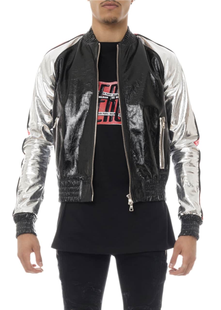 Leather bomber by balmain deals
