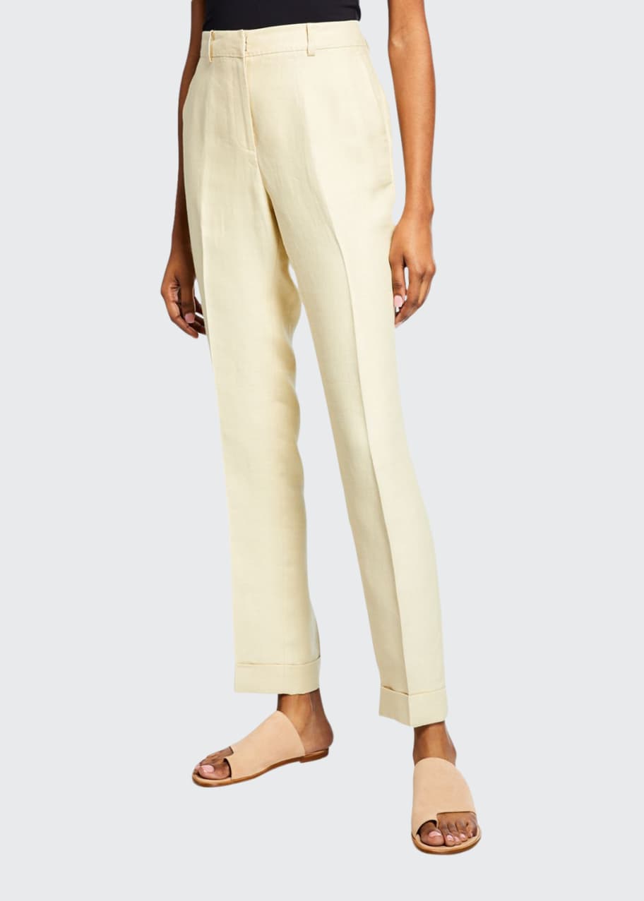 Lafayette New York Straight Leg Cuffed Linen Pants Bergdorf Goodman