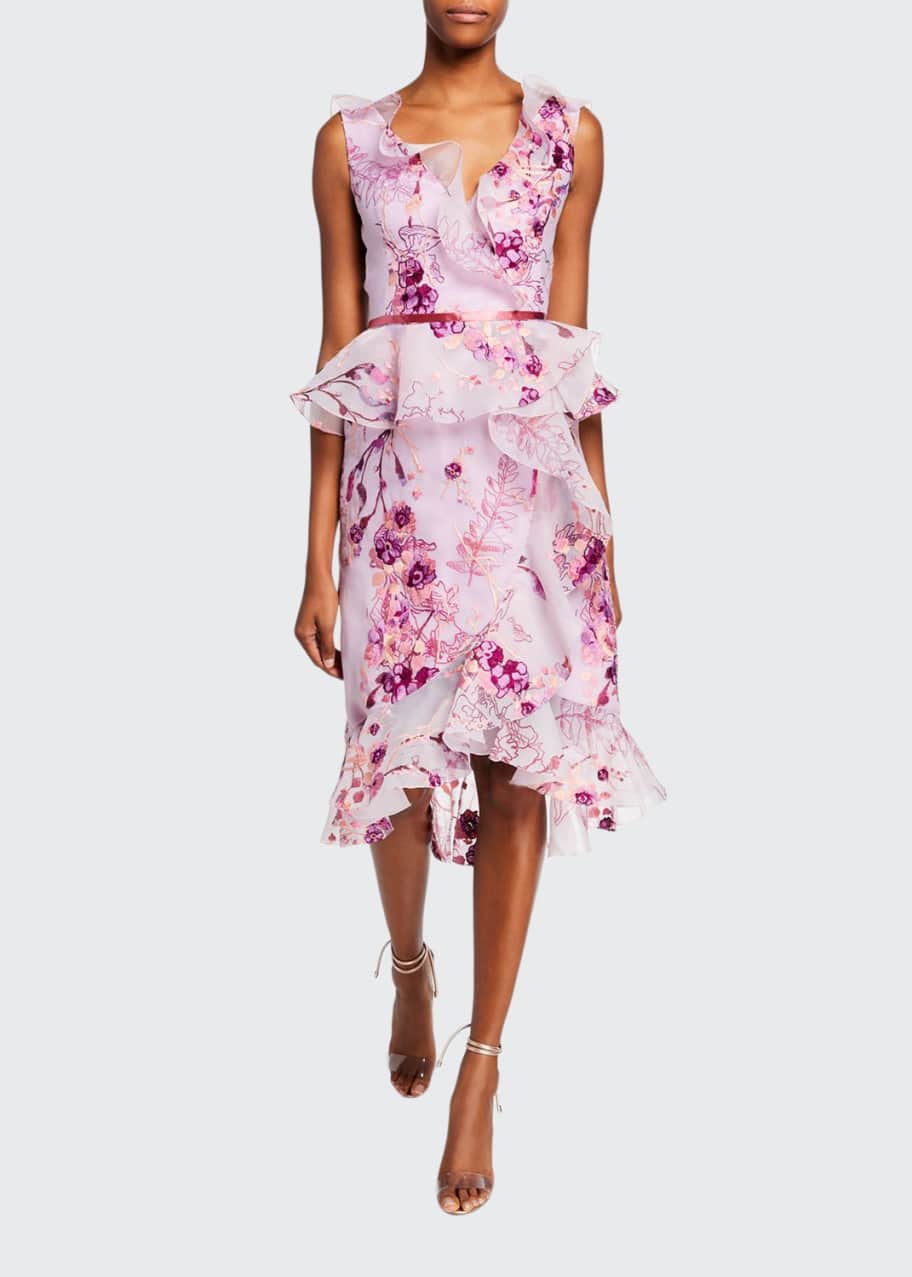 Marchesa notte floral peplum dress discount