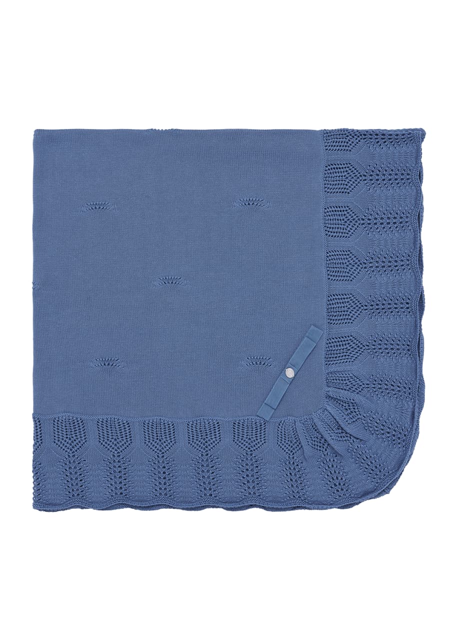 Image 1 of 1: Knit Cotton Baby Blanket w/ Ruffle Border