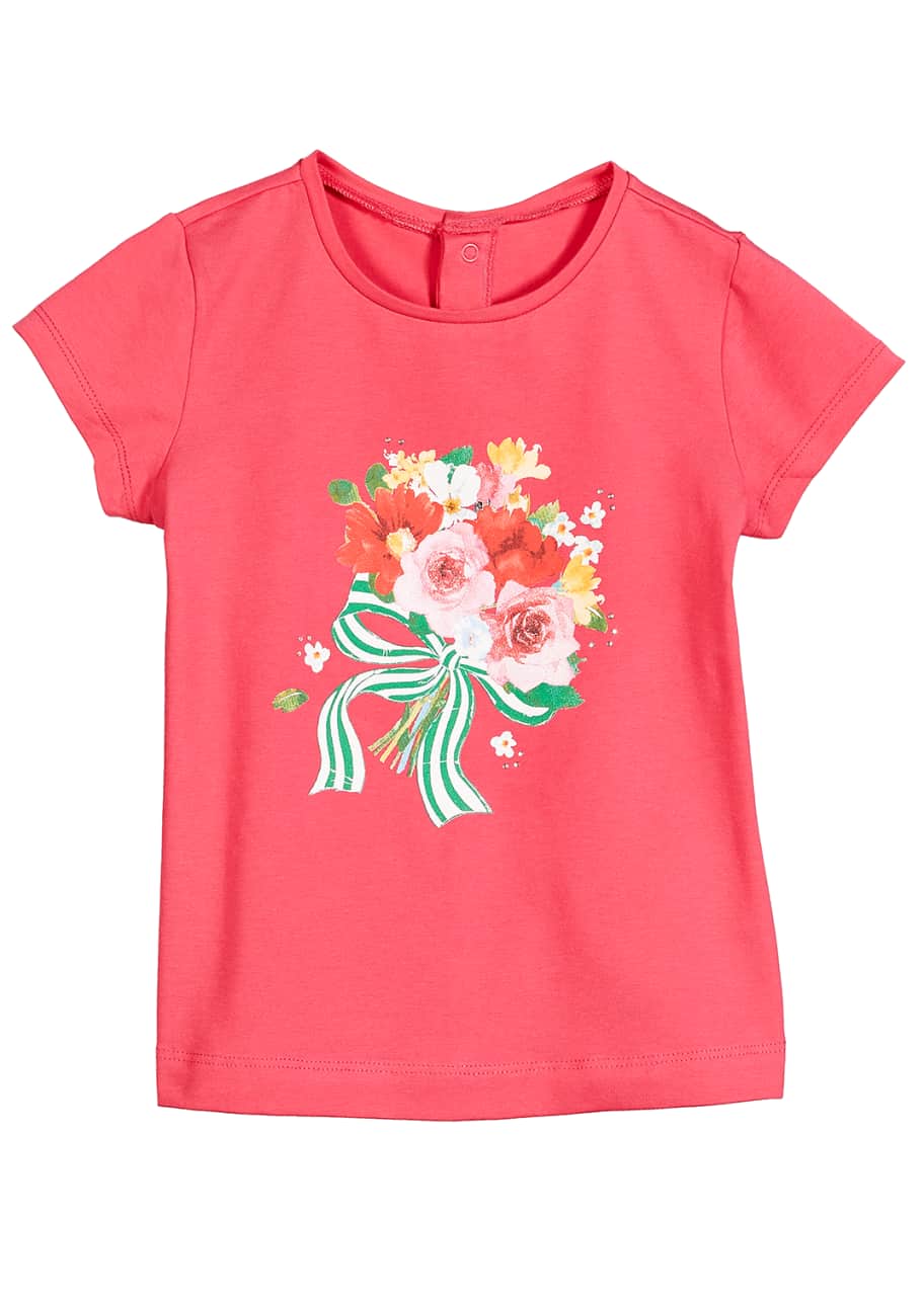 Image 1 of 1: Floral Bouquet Print Short-Sleeve Tee, Size 12-36 Months