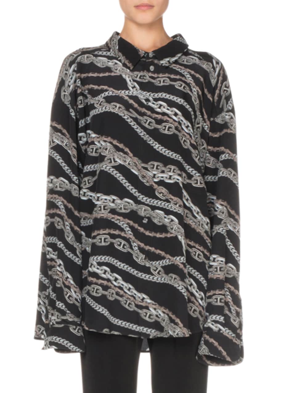 Balenciaga Chain Print Silk Blouse Bergdorf Goodman