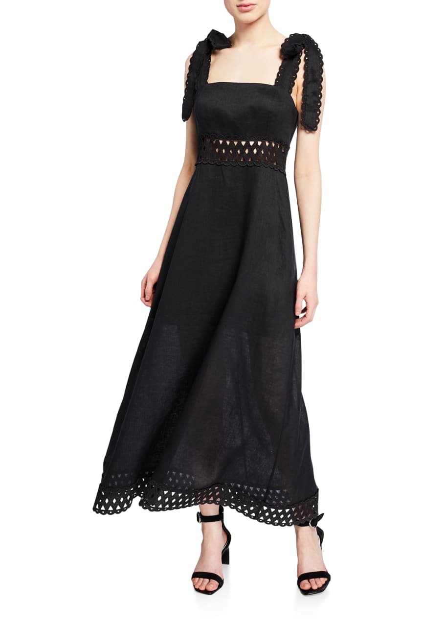 Verity Laser Cut Picnic Tie Strap Dress