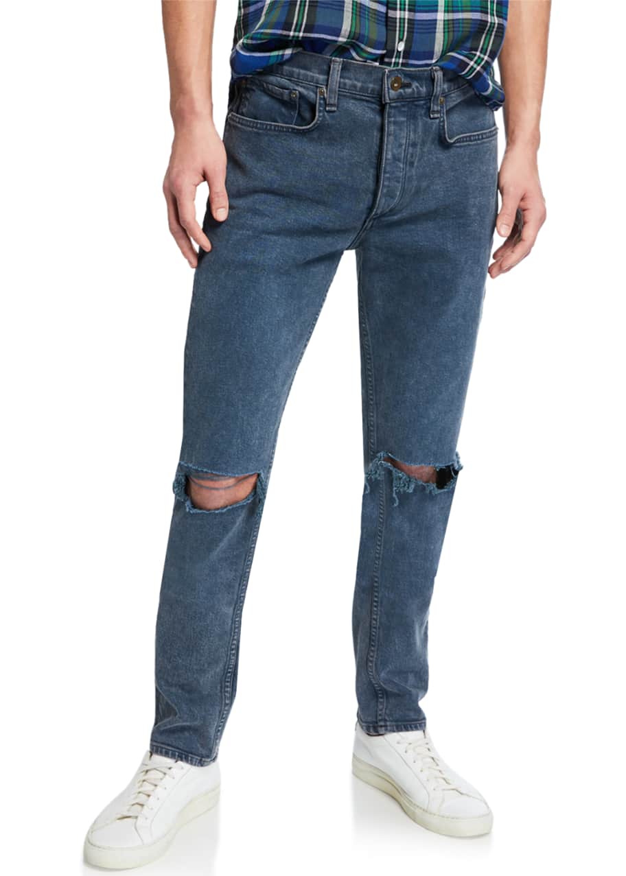 Rag & Bone Men's Standard Issue Fit 1 Slim-Skinny Jeans w/ Ripped Knees ...
