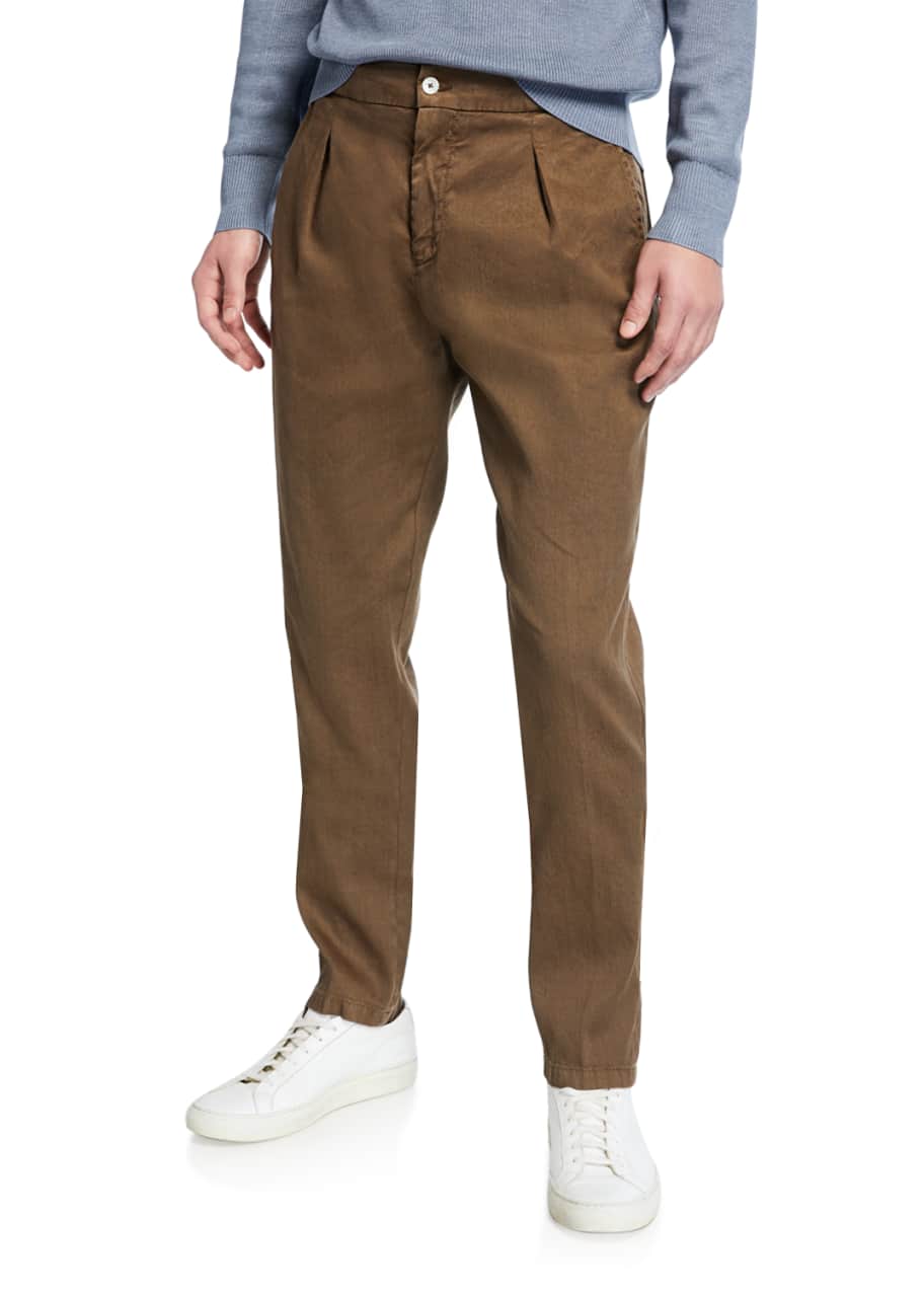 Marco Pescarolo Men's Linen-Cotton Pleated Pants - Bergdorf Goodman