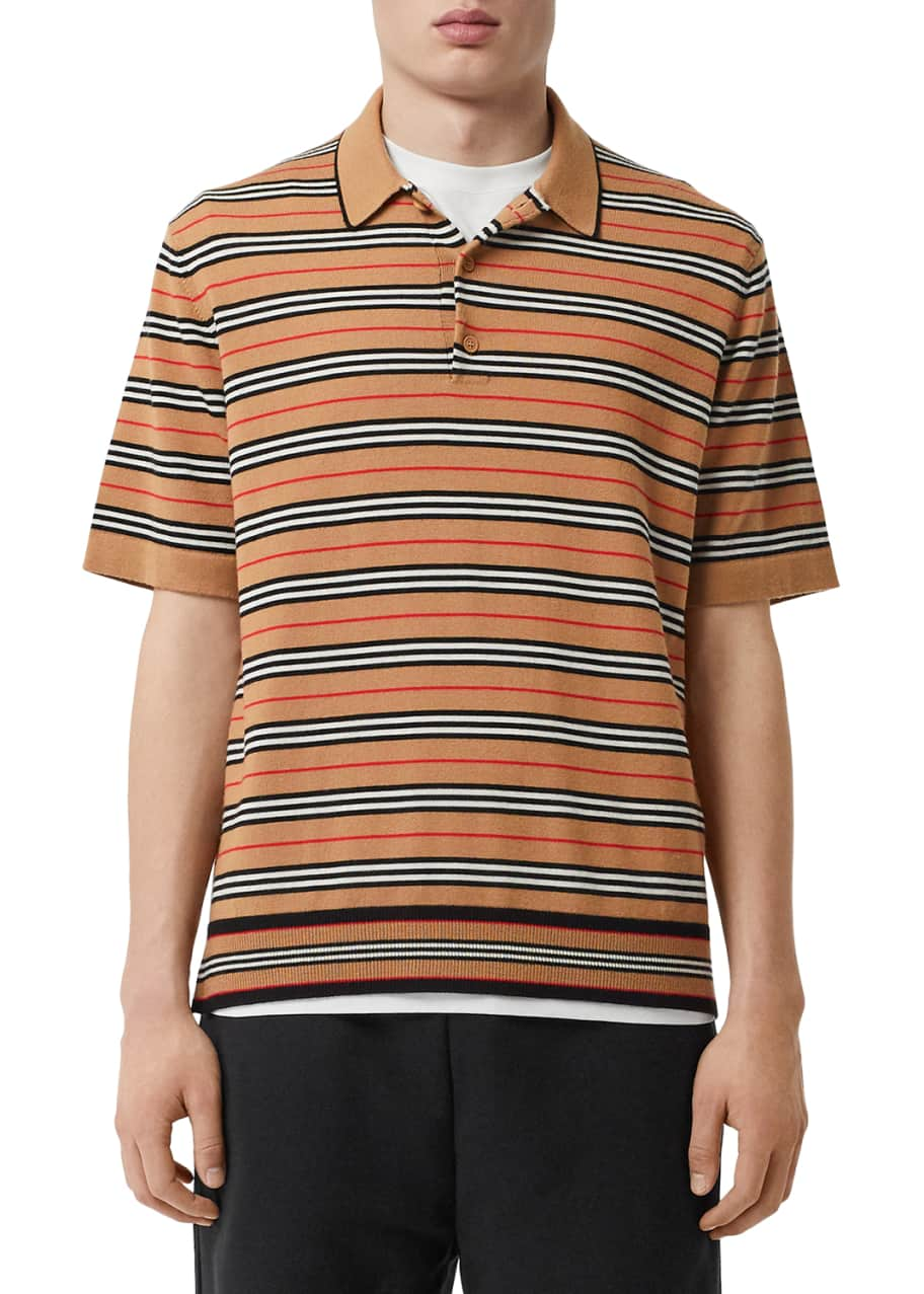 Burberry Men's Beaford Striped Wool Polo Shirt - Bergdorf Goodman