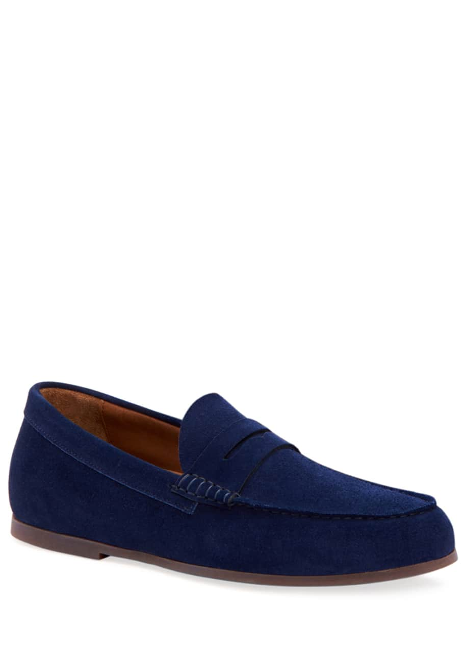 Aquatalia Men's Kirk Suede Penny Loafers - Bergdorf Goodman