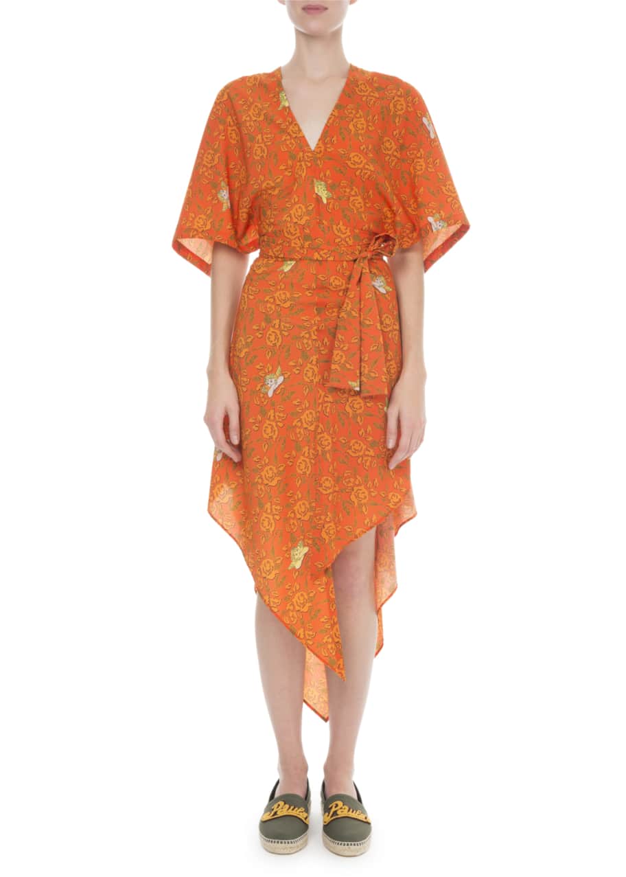 Image 1 of 1: x Paula's Ibiza Short-Sleeve Asymmetric Dress