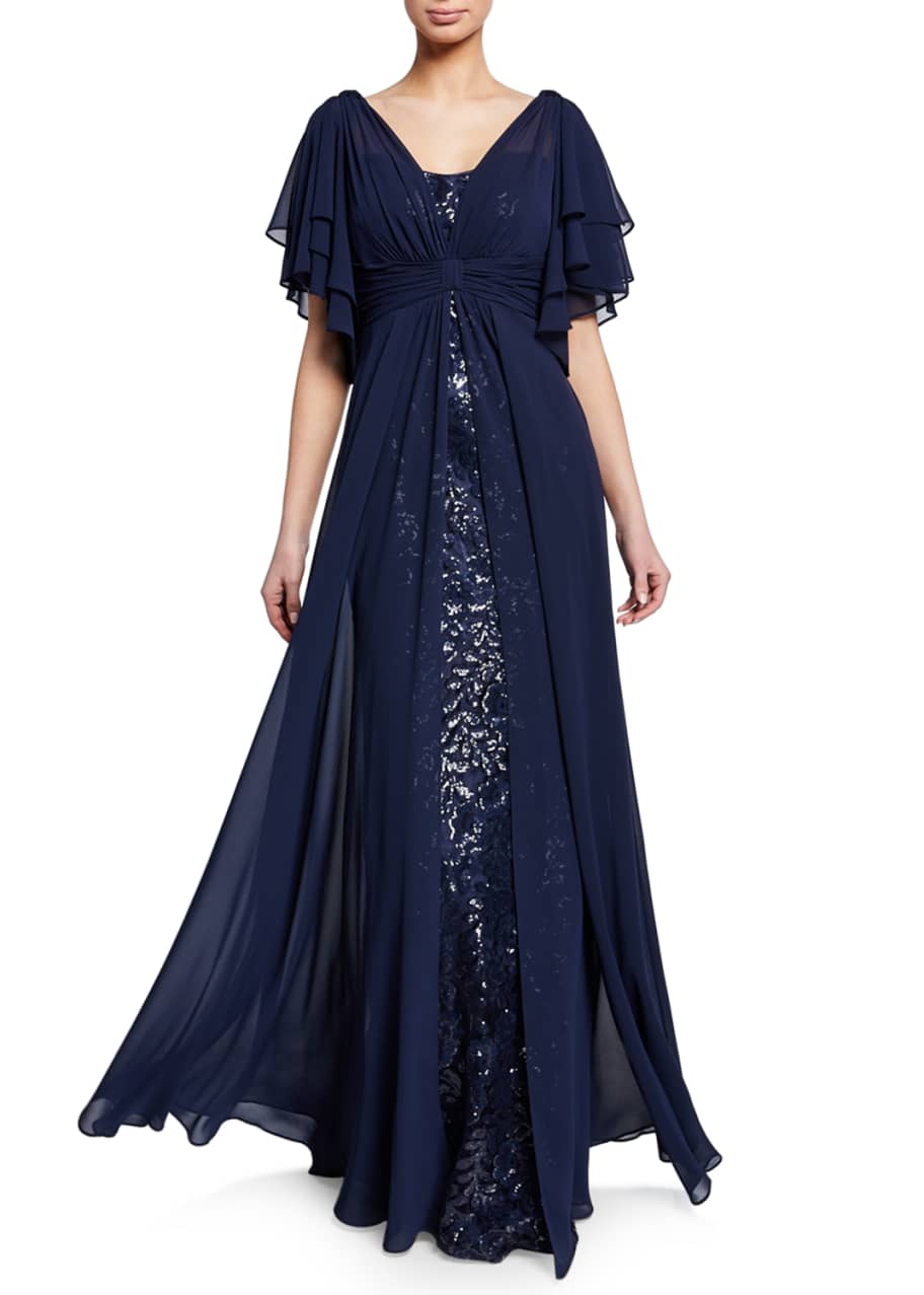 By rickie freeman beaded lace hot sale gown