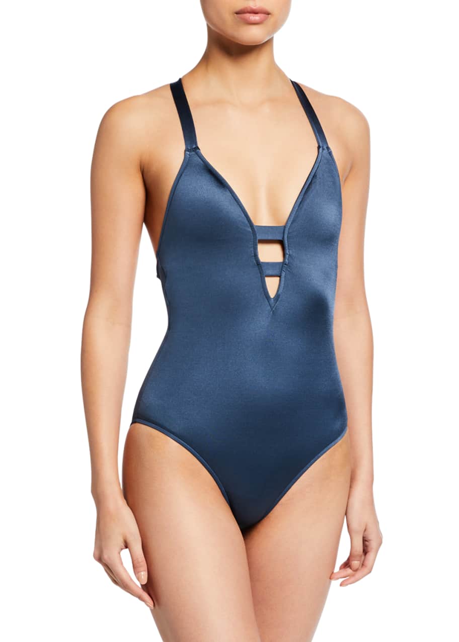 Deep V Strappy Maillot One Piece Swimsuit