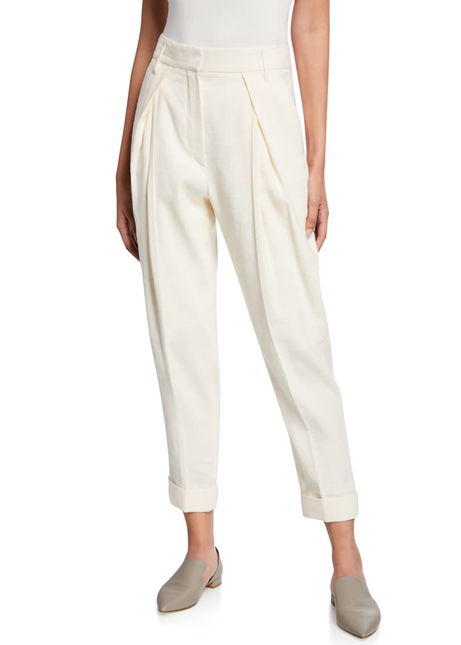 Image 1 of 1: Inverted Pleat Ankle Pants