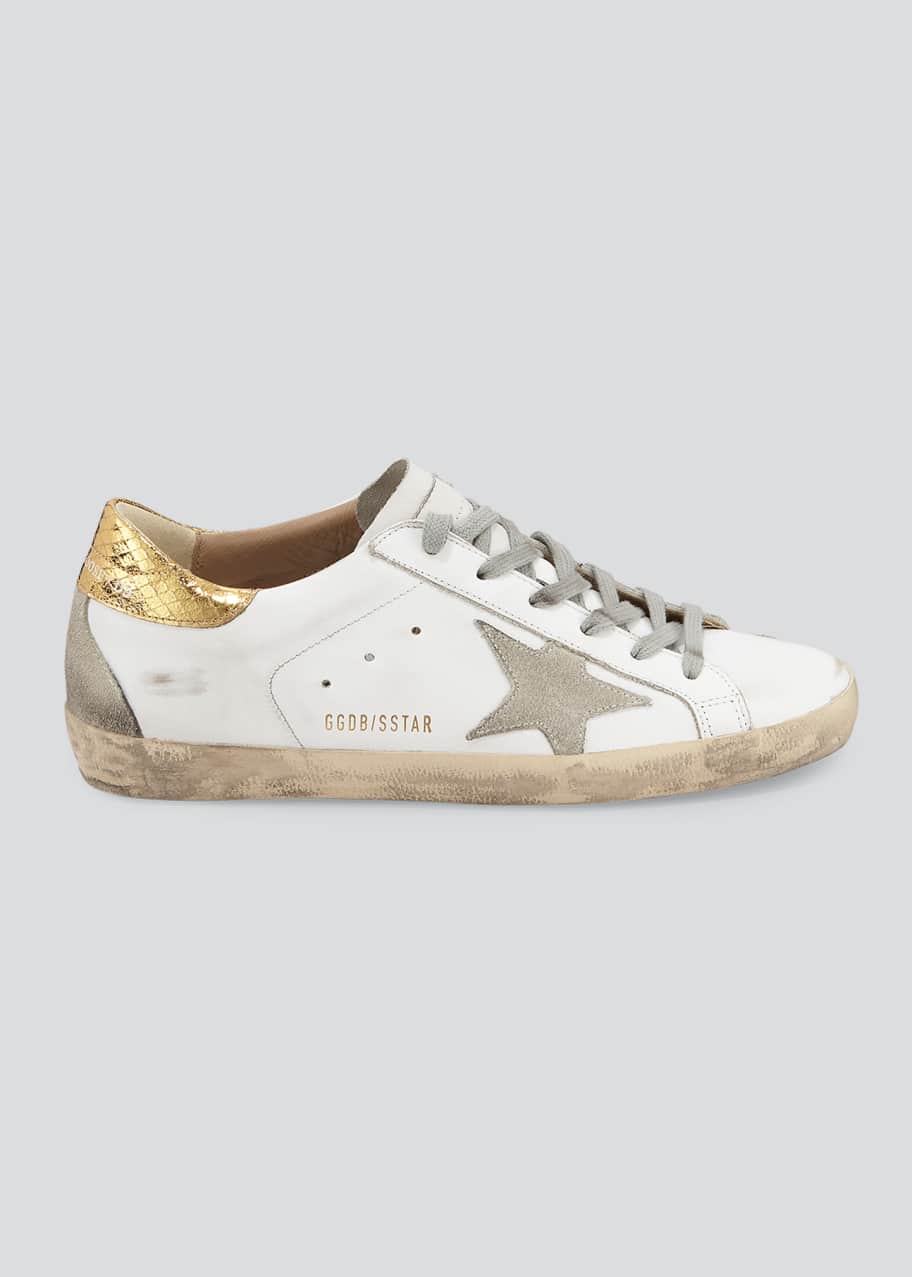 Golden goose superstar leather sneakers with metallic back Clearance