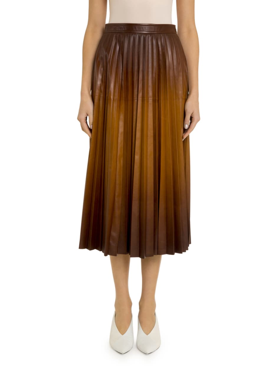Givenchy Ombre Pleated Leather Midi Skirt Bergdorf Goodman