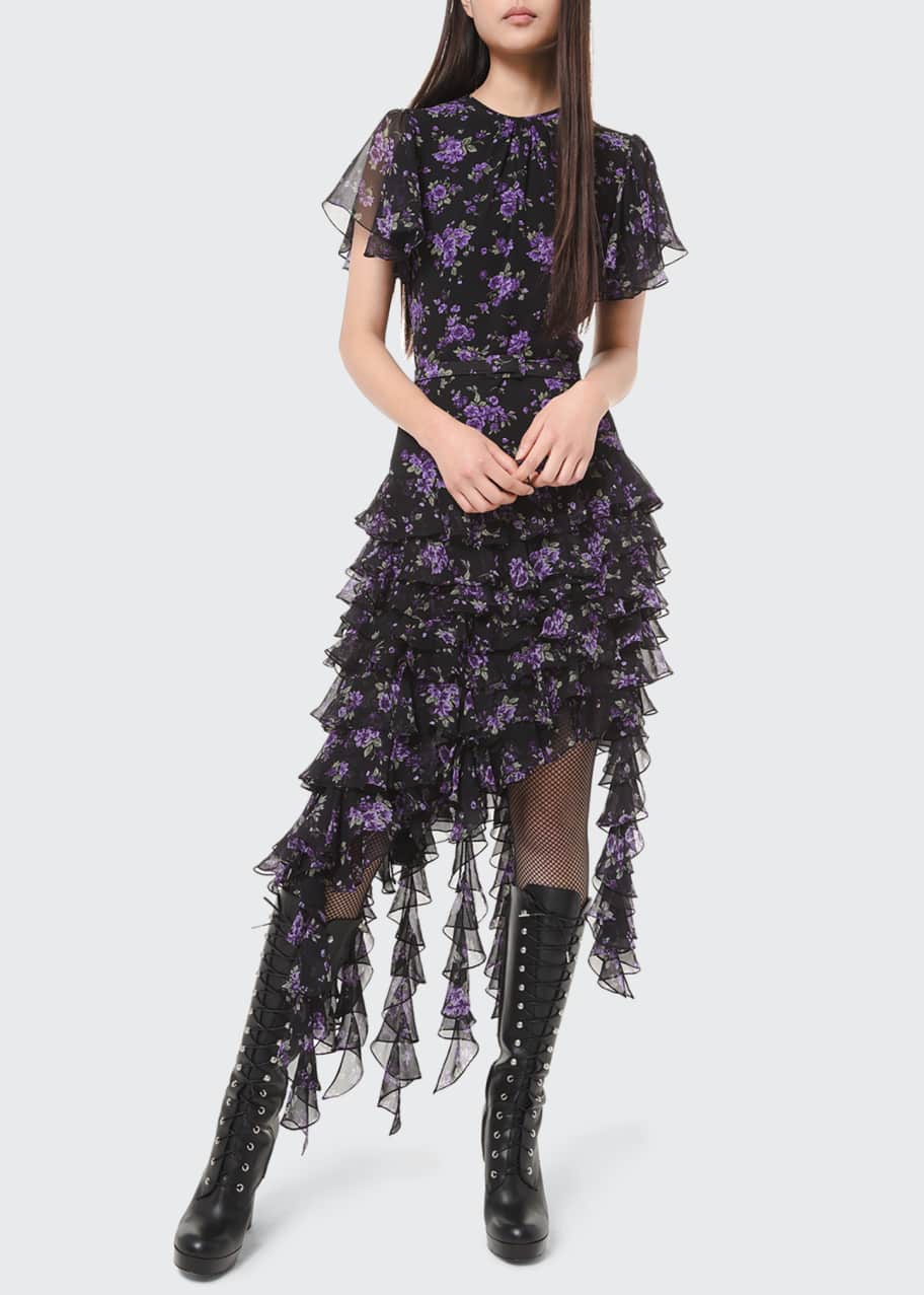 Michael kors online printed ruffle dress