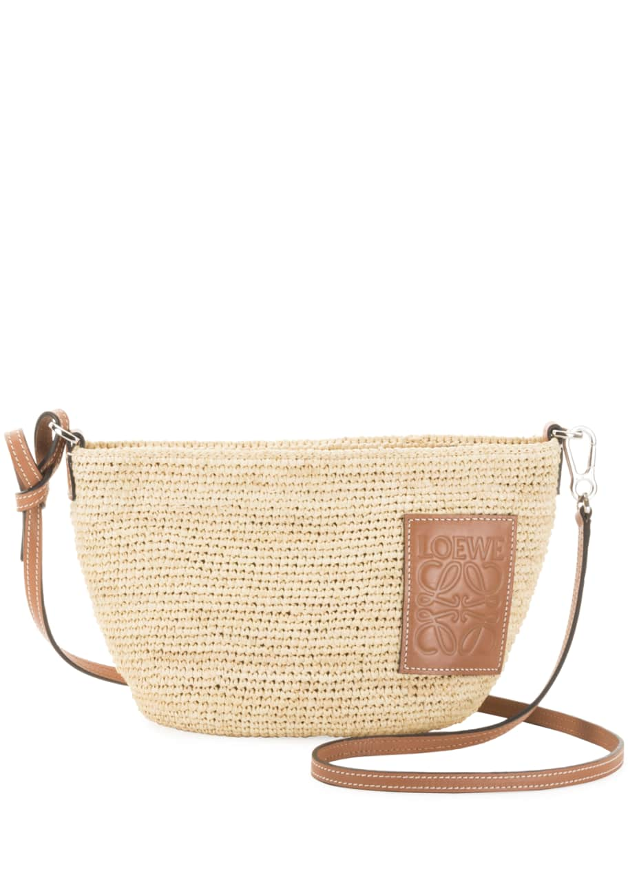 Loewe Paula's Ibiza Pochette Crossbody Bag Woven Raffia and Leather  with Printed