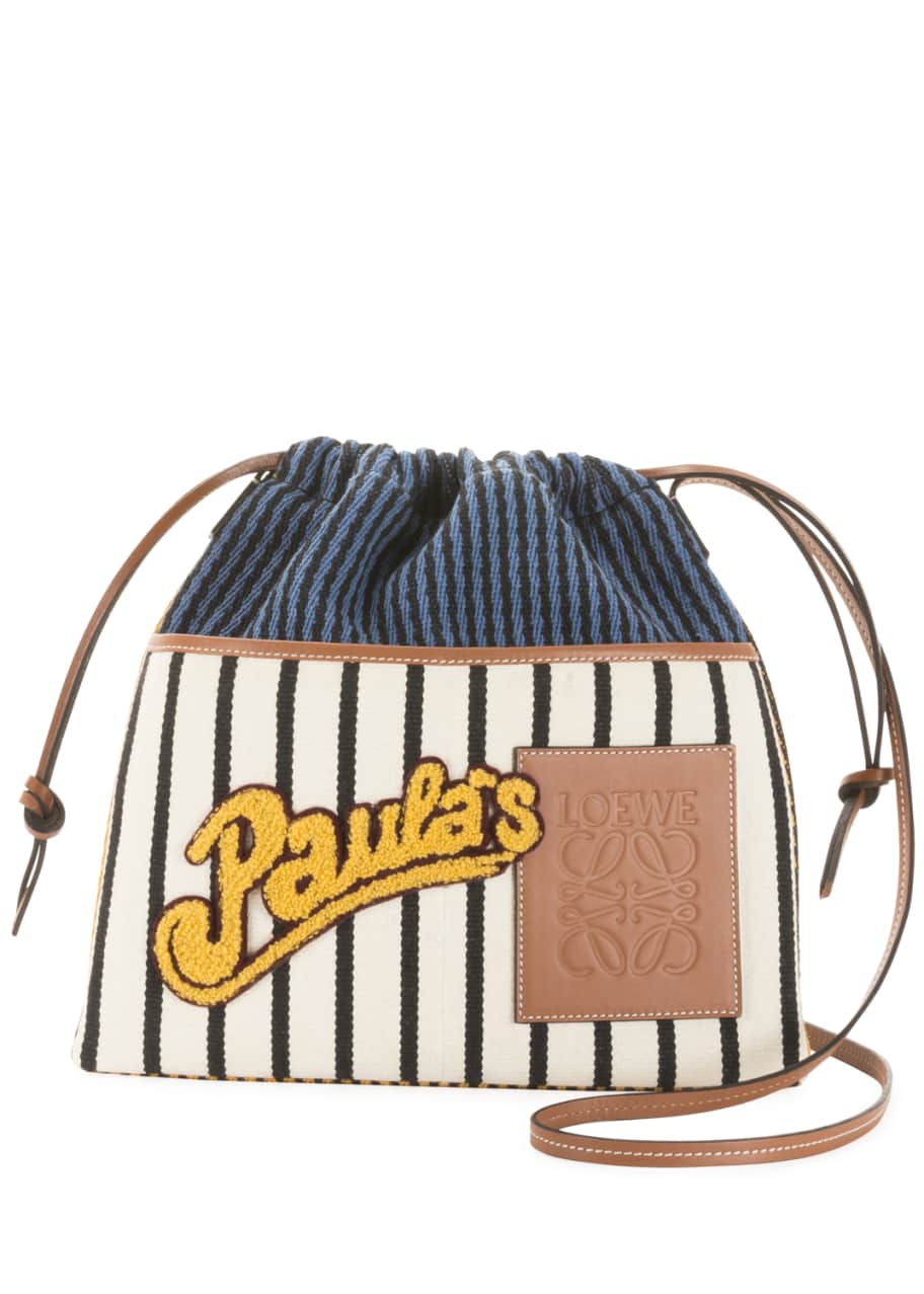Loewe x Paula s Ibiza Striped Drawstring Pouch Clutch Bag