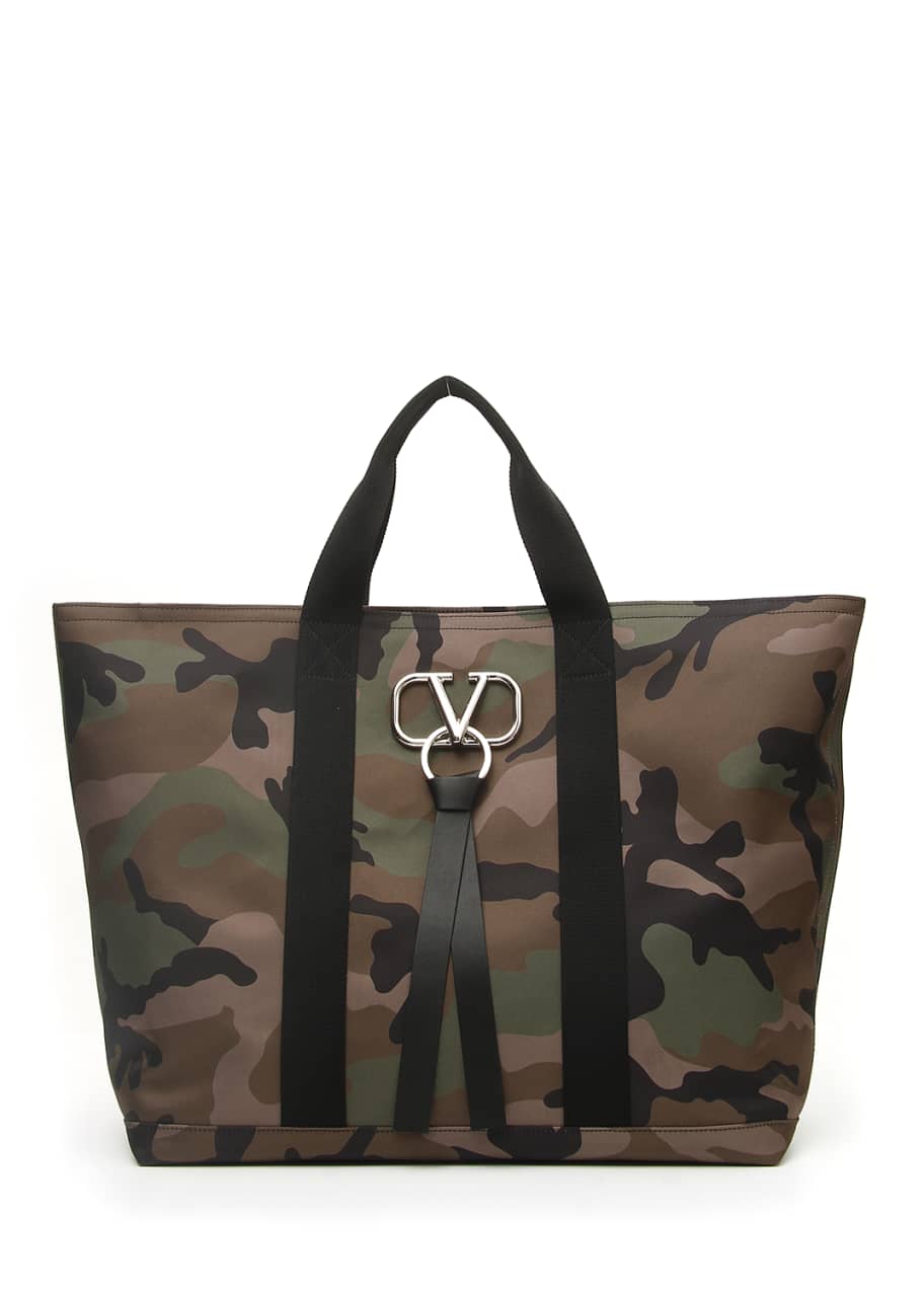 Valentino Garavani Men's Camouflage Tote Bag with Go Logo Ribbon ...