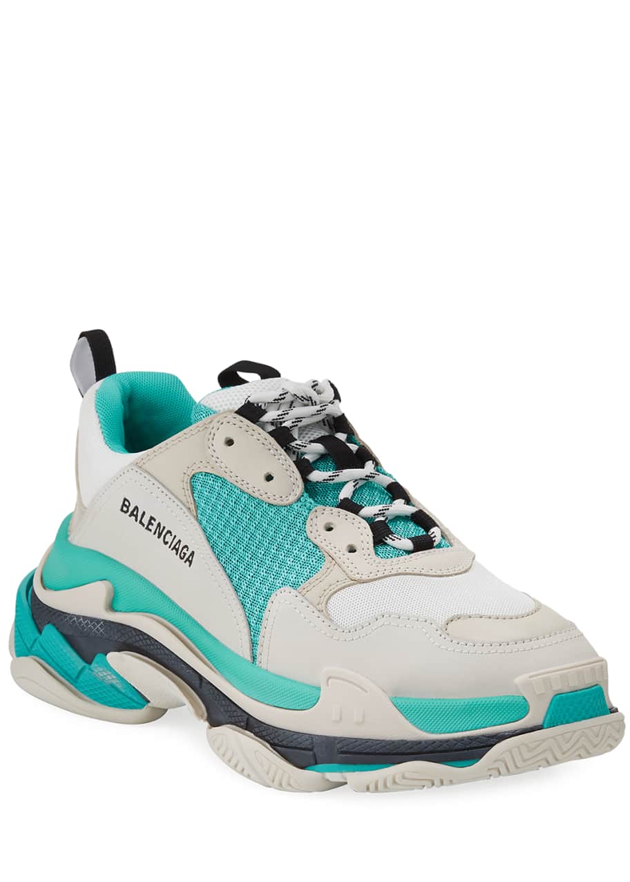 balenciaga mens triple s leather and mesh trainers