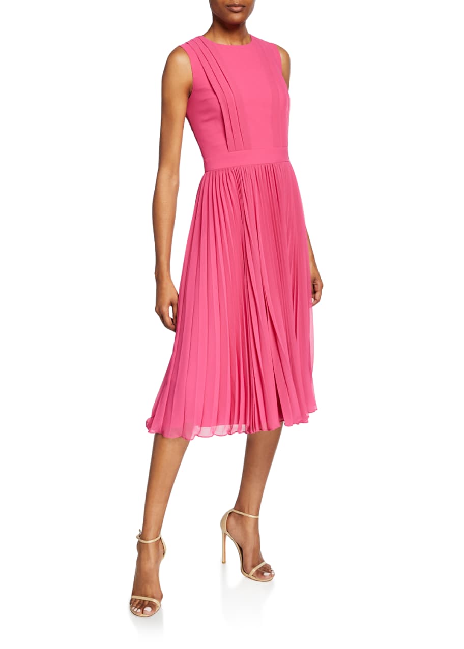 badgley mischka pleated gown