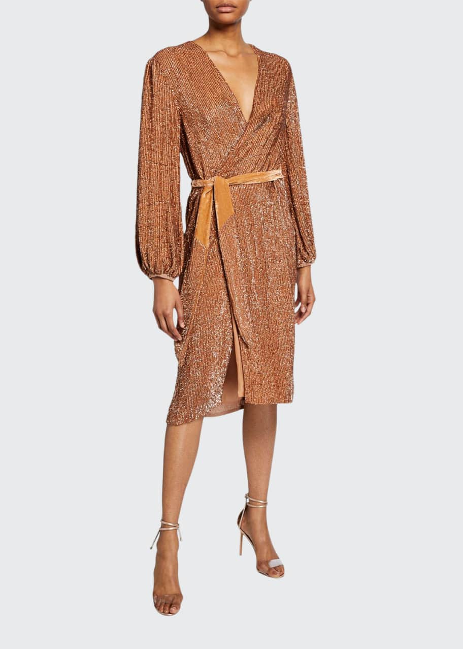Retrofete Audrey Sequined Wrap Cocktail Dress Bergdorf Goodman