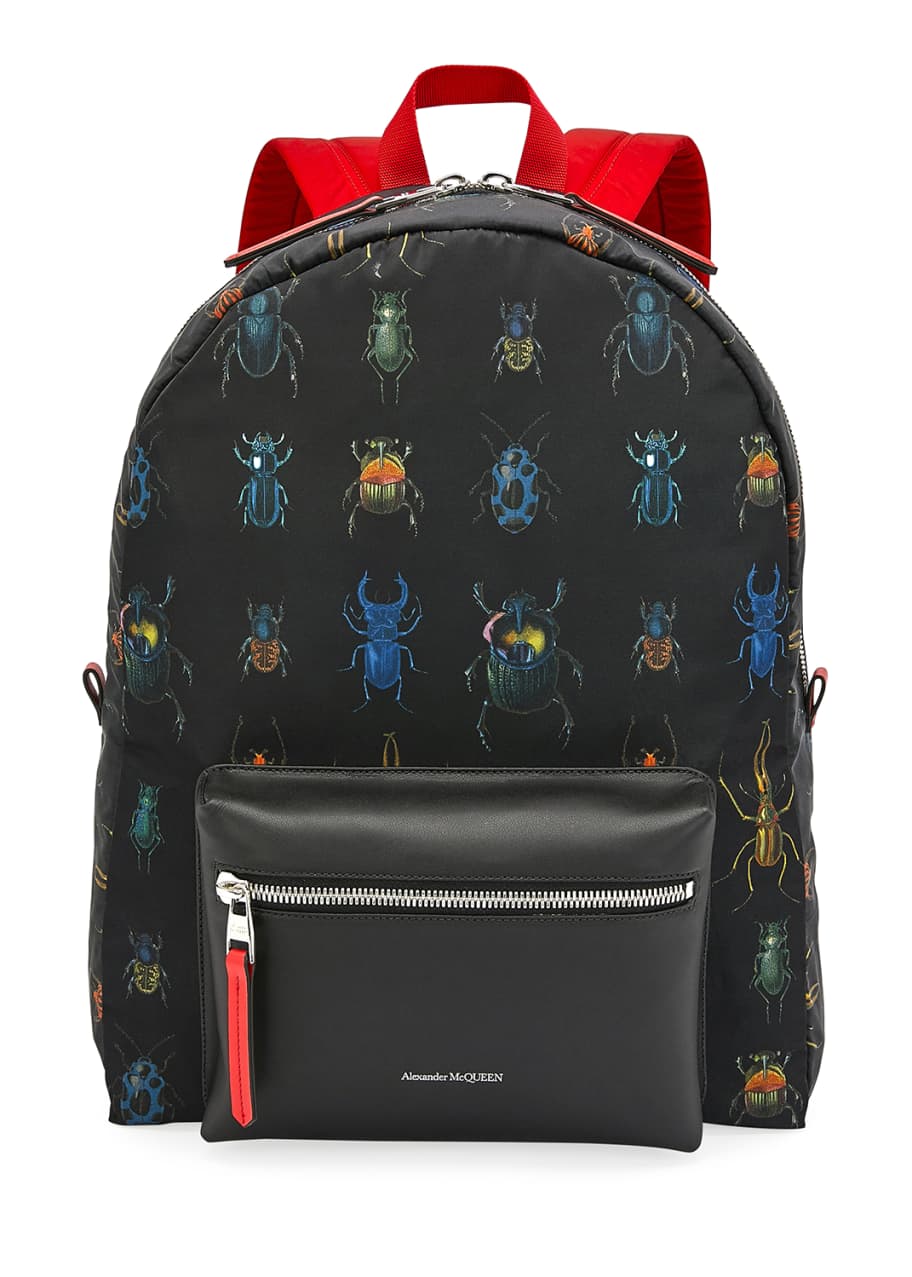 Alexander McQueen Men s Multicolor Beetle Print Leather Backpack