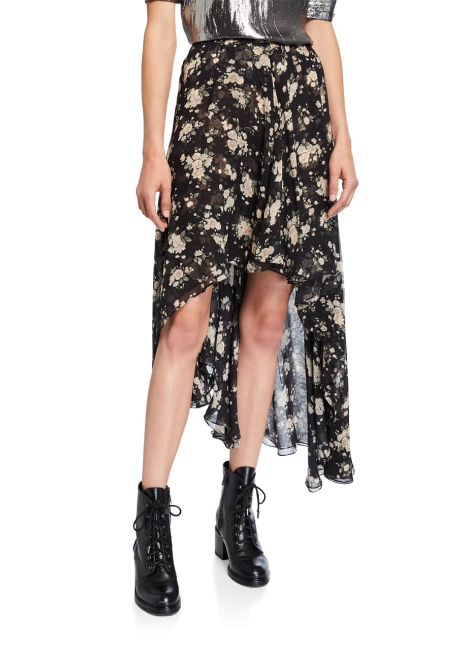 Michael Kors Collection French Floral Chiffon Asymmetric Skirt ...