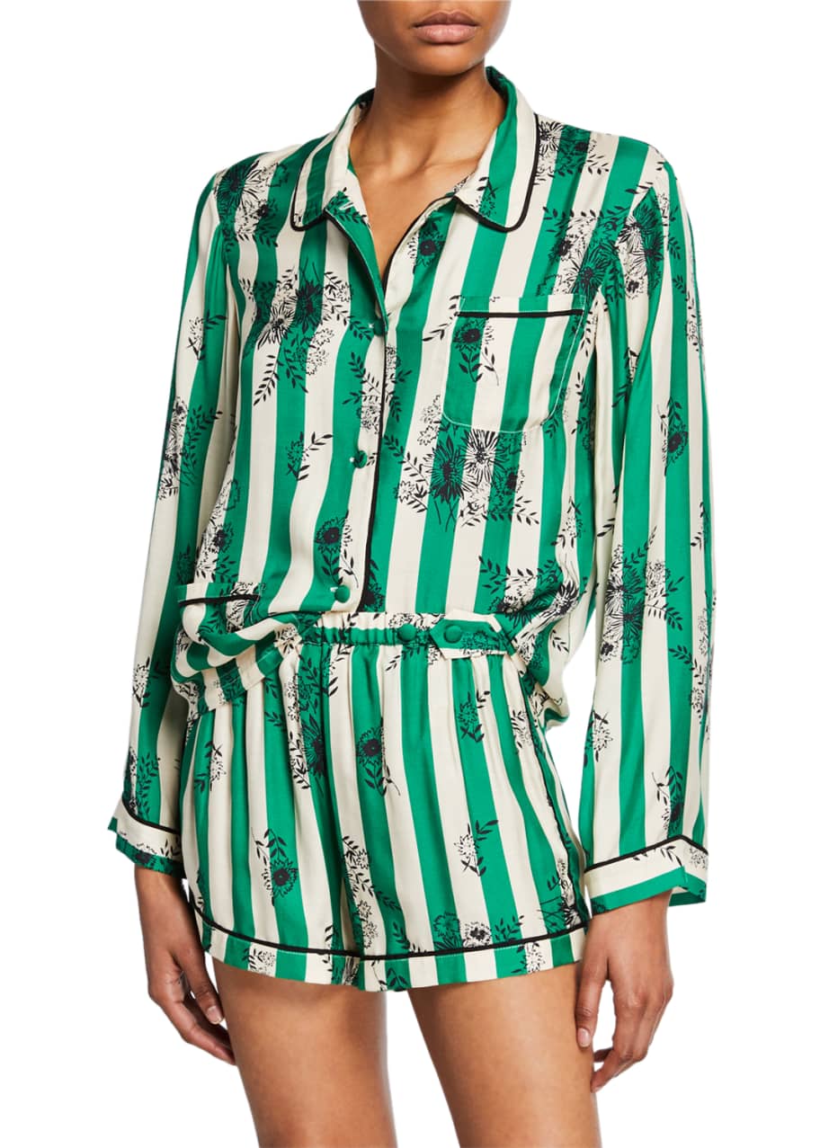 Image 1 of 1: Ruthie Striped Floral Pajama Top