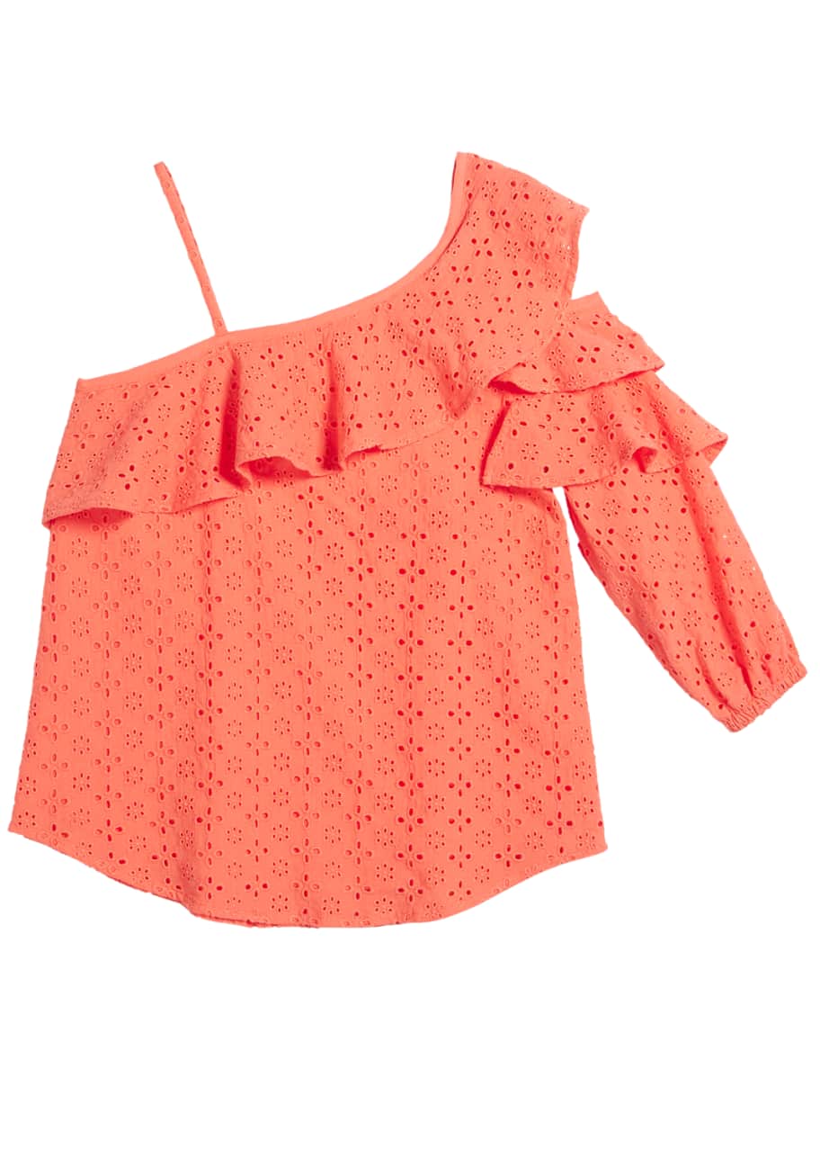 Image 1 of 1: Cherie Eyelet Ruffled Top, Size 7-14