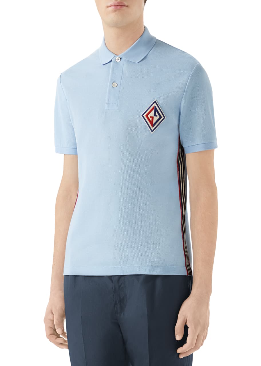 Gucci Men's Polo Shirt with Side Stripes Bergdorf Goodman
