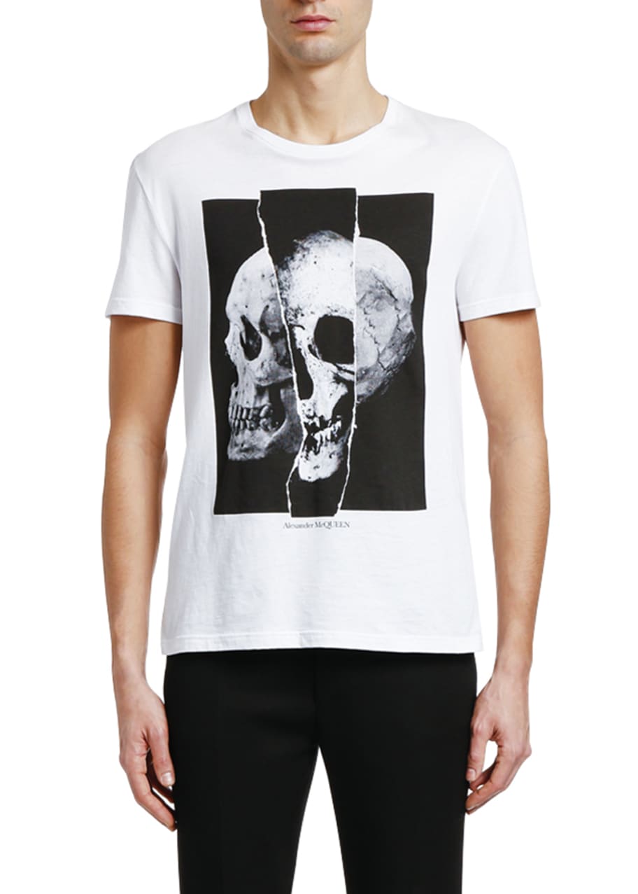 Alexander McQueen Men's Spliced Skull Graphic Cotton T-Shirt - Bergdorf ...