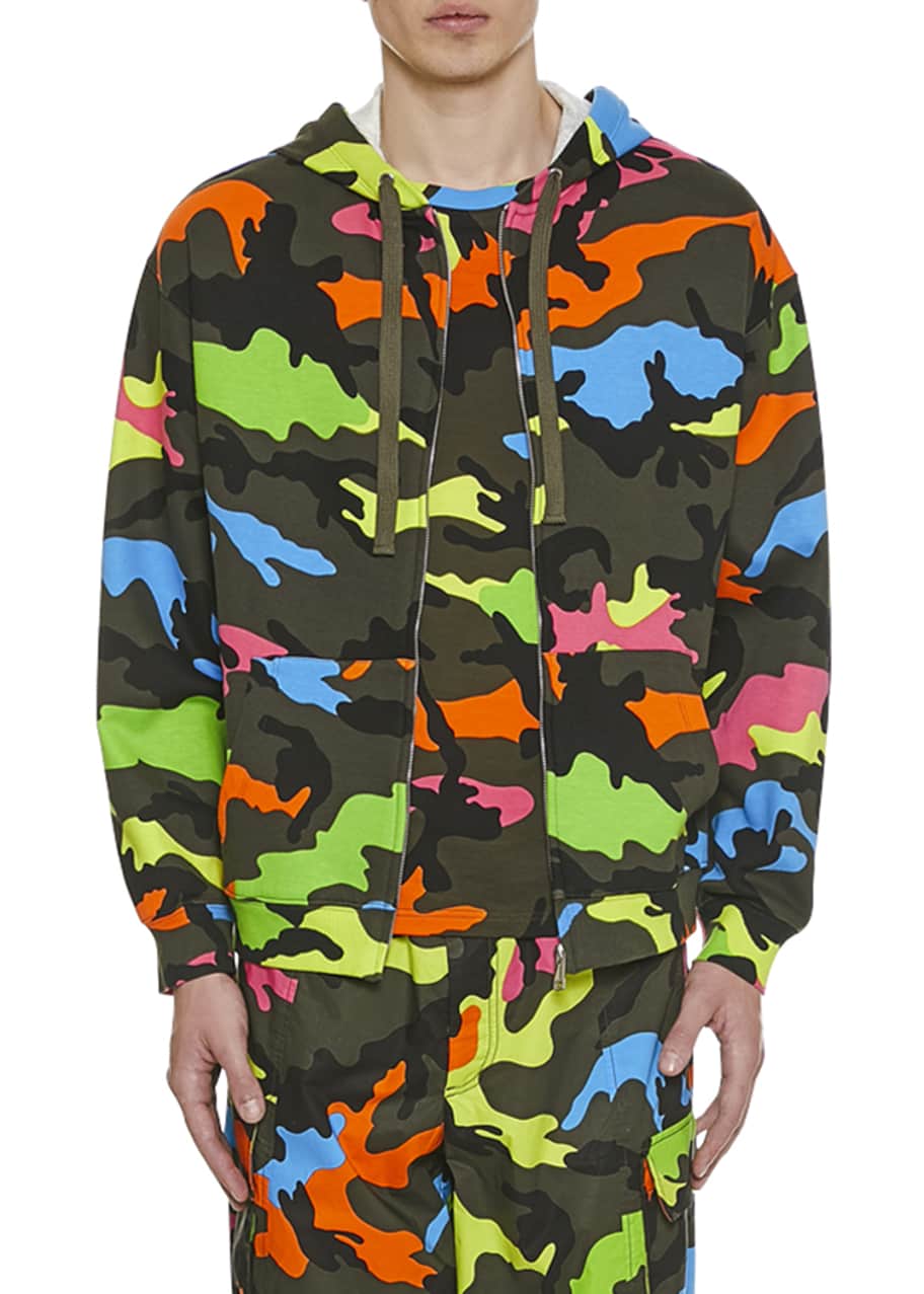 Men s Neon Camo Front Zip Hoodie