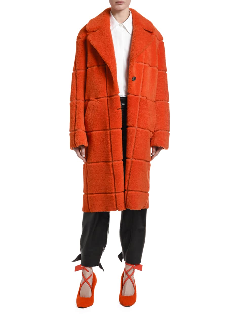 Off White Checkered Shearling Coat Bergdorf Goodman