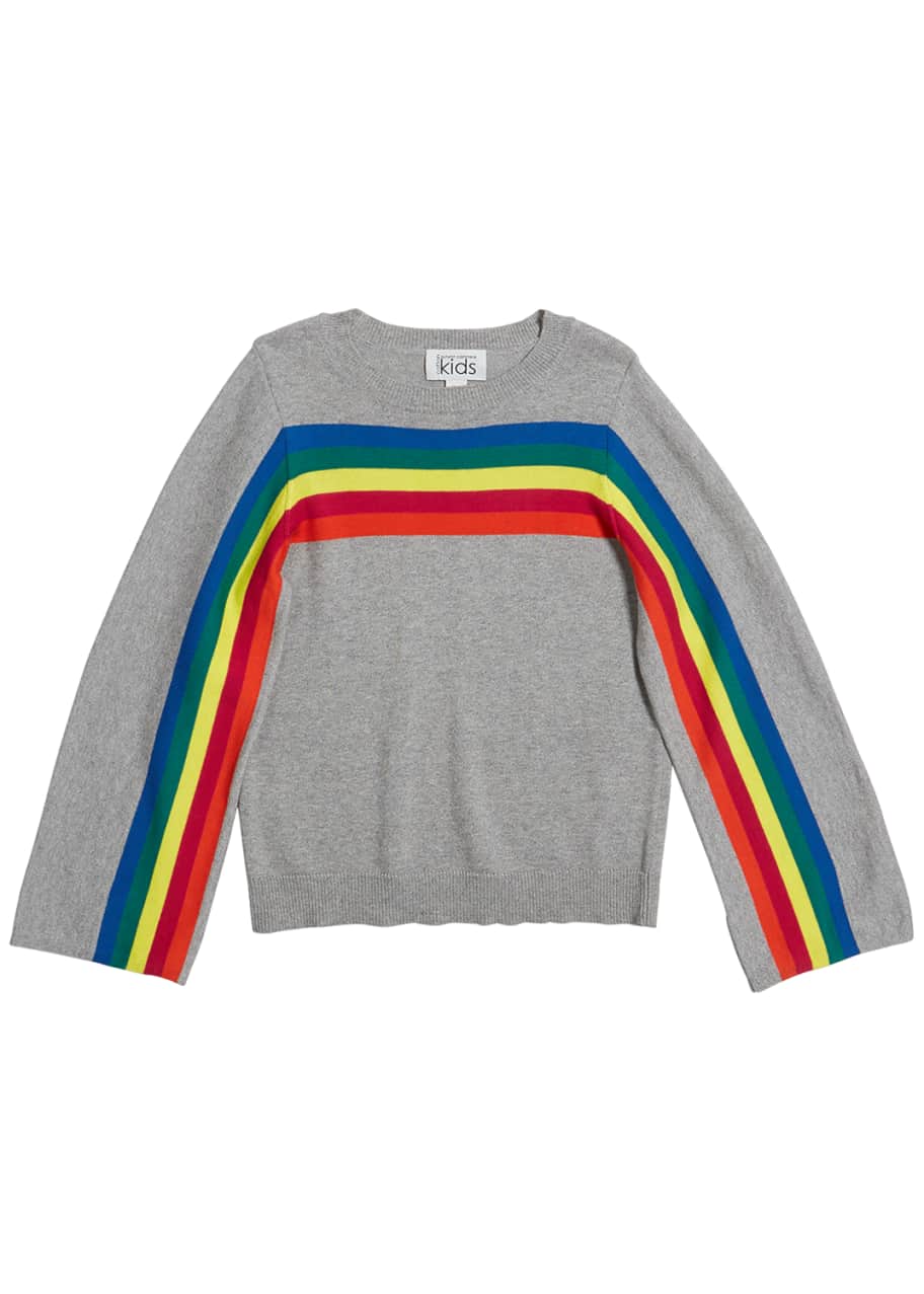 Image 1 of 1: Rainbow Stripe Cotton Sweater, Size 8-16