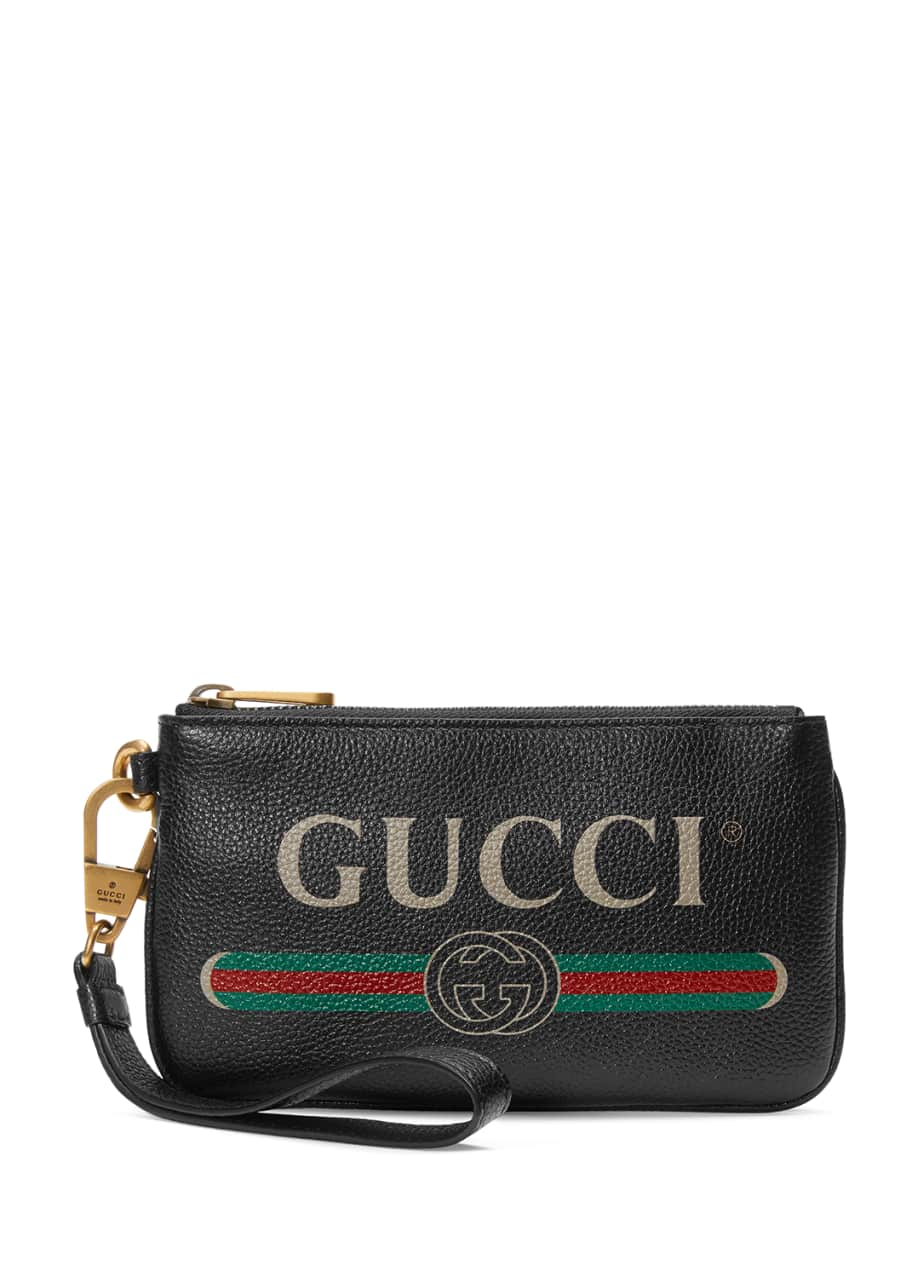 Gucci Men's Logo-Debossed Leather Pouch