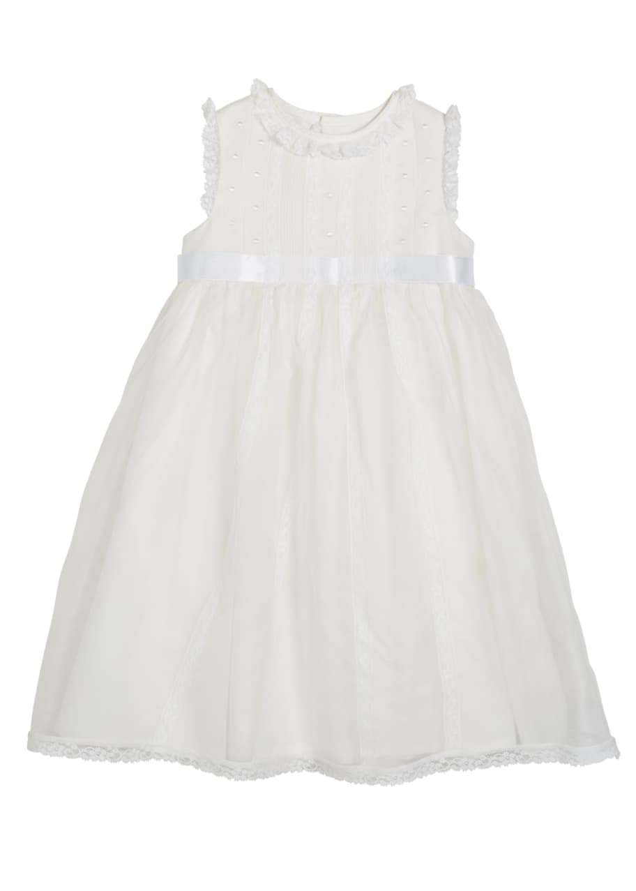 Image 1 of 1: Lace-Trim Sleeveless Organza Dress, Size 5-6X