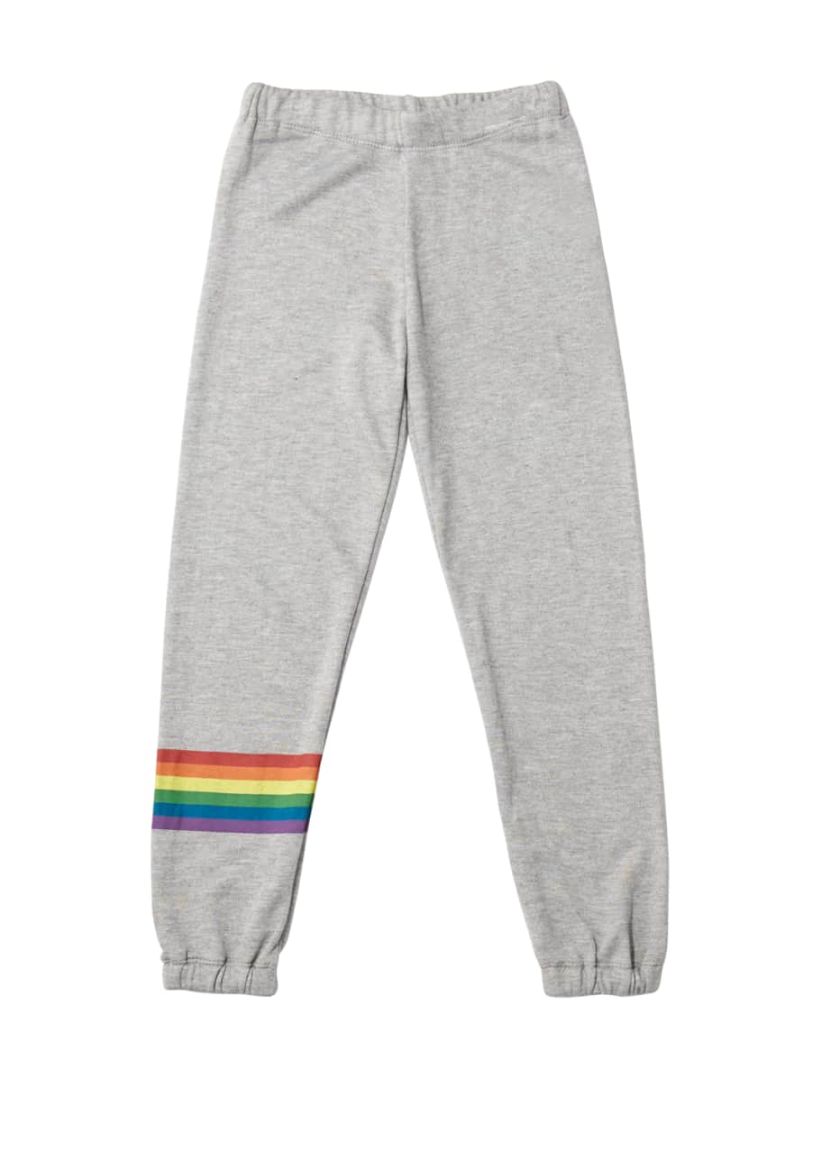 Image 1 of 1: Girl's Rainbow Stripe Sweatpants, Size S-XL