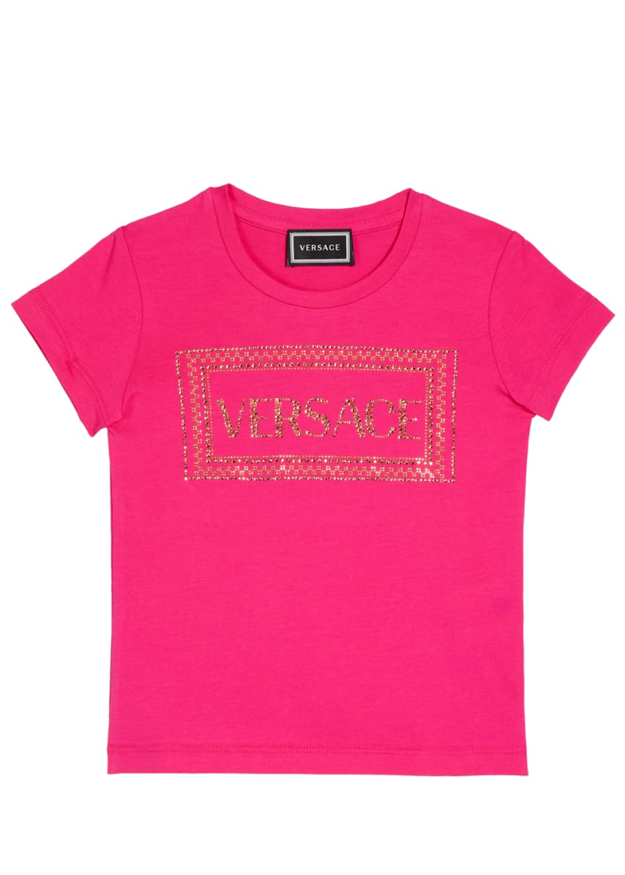 Image 1 of 1: Girl's Studded Logo T-Shirt, Size 8-14