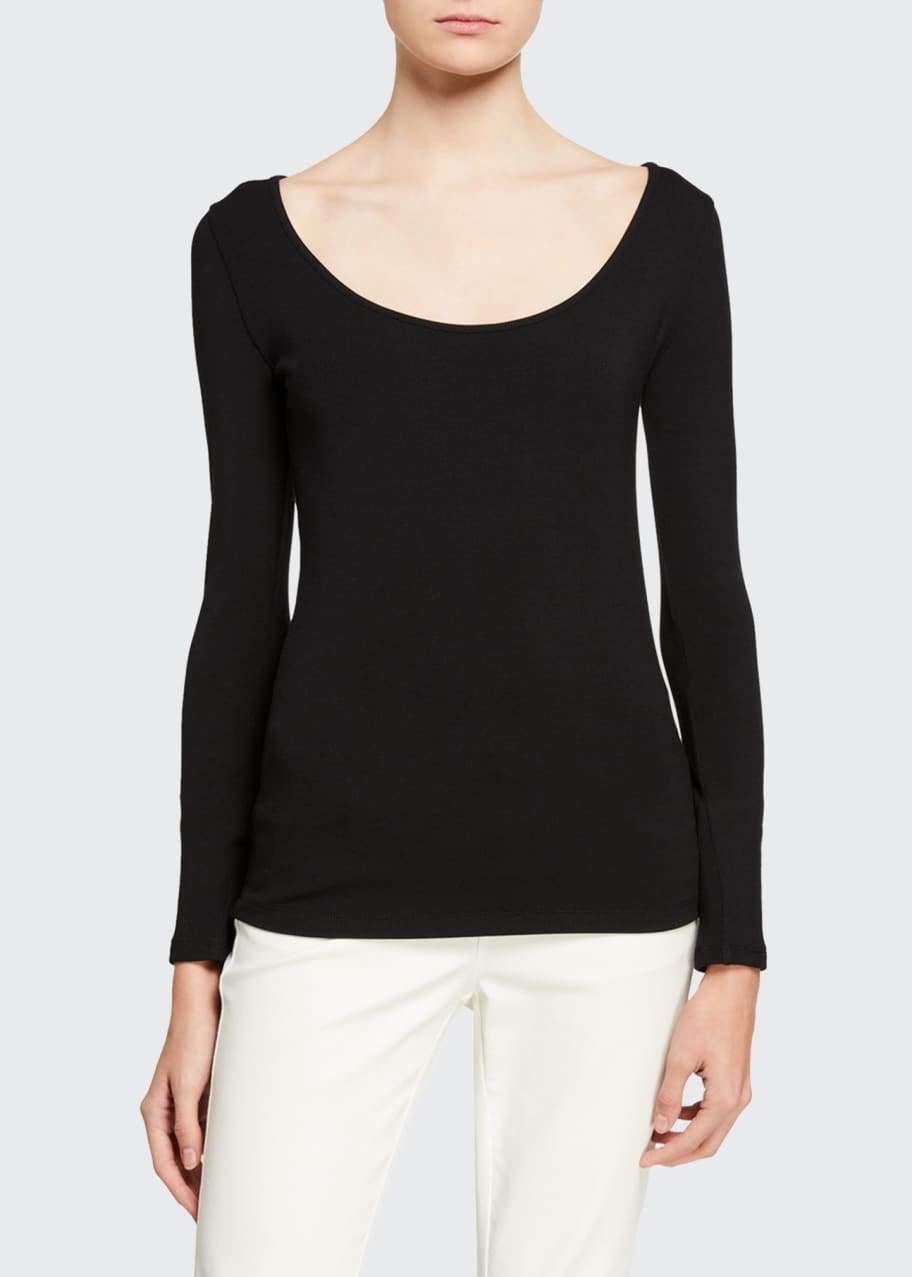 Vince Deep Scoop Neck LongSleeve Top Bergdorf Goodman