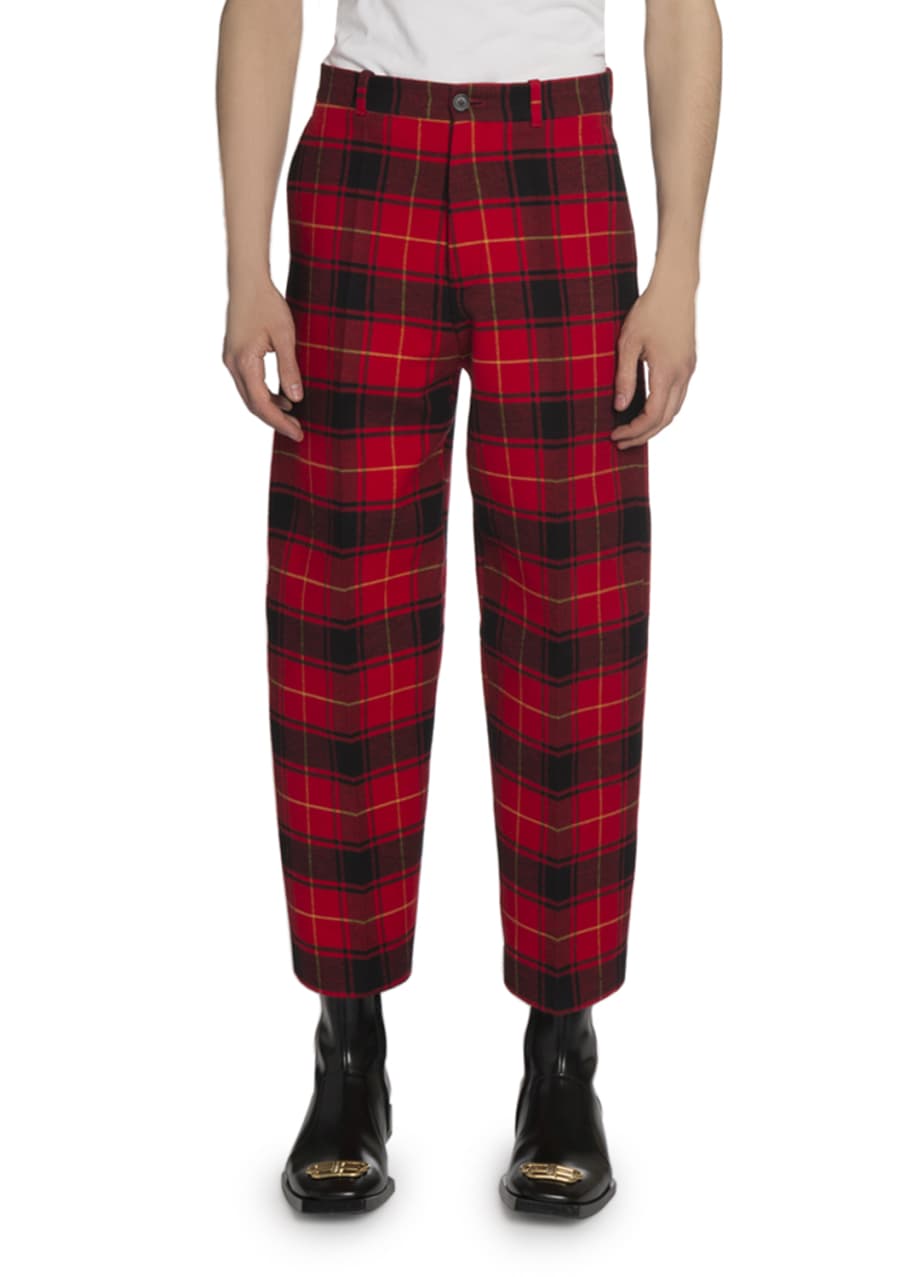 Men s Relaxed Fit Plaid Cropped Pants