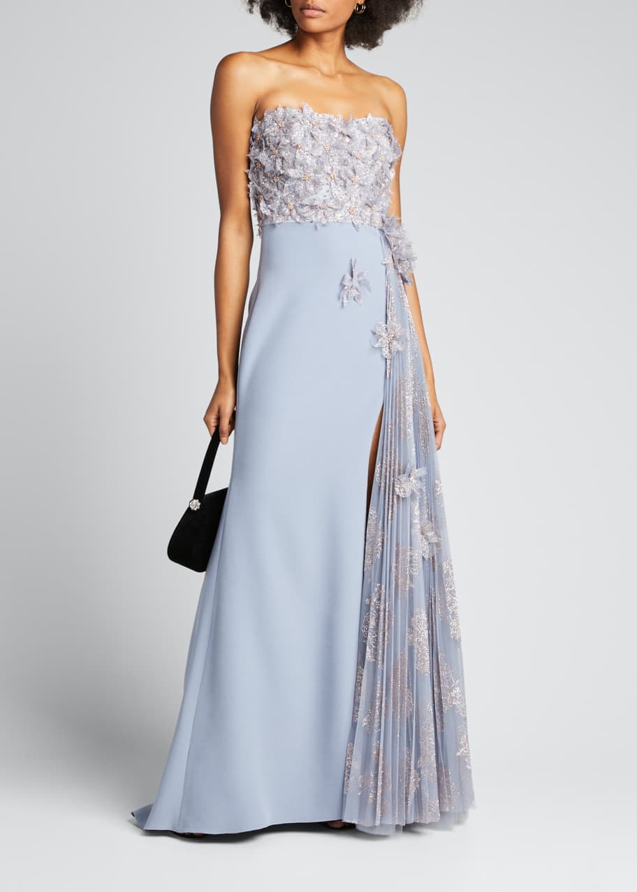 badgley mischka pleated gown