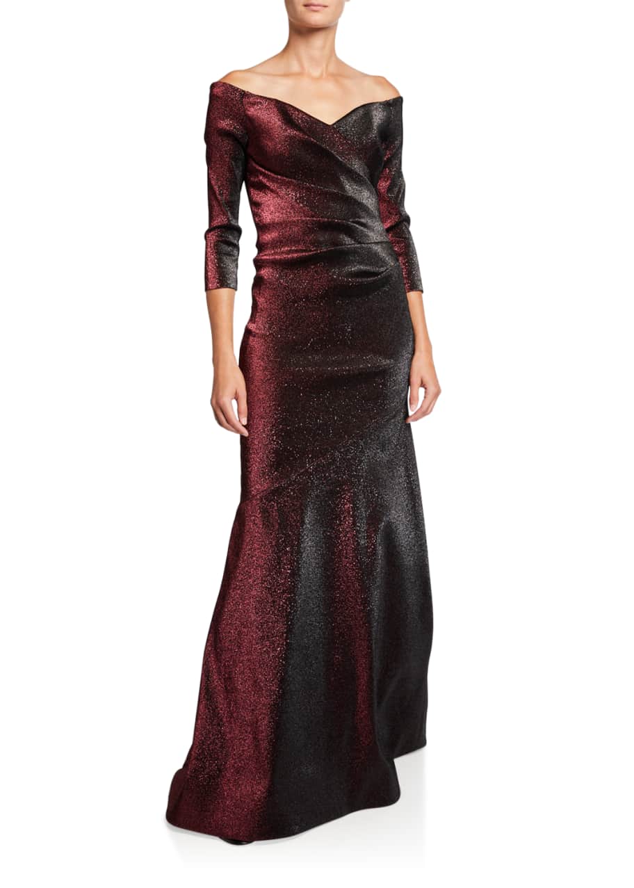 Theia one 2025 shoulder metallic gown