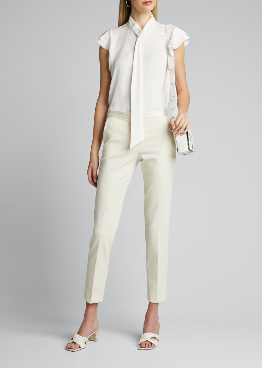 Elie Tahari Bree Tie Neck Cap Sleeve Silk Shirt Bergdorf Goodman