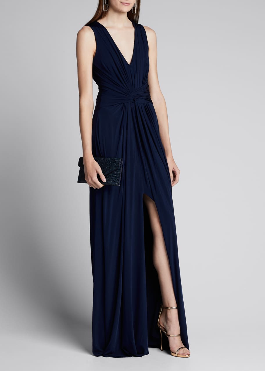 Jason Wu Collection Fluid Evening Jersey Dress w/ Knotted Front ...