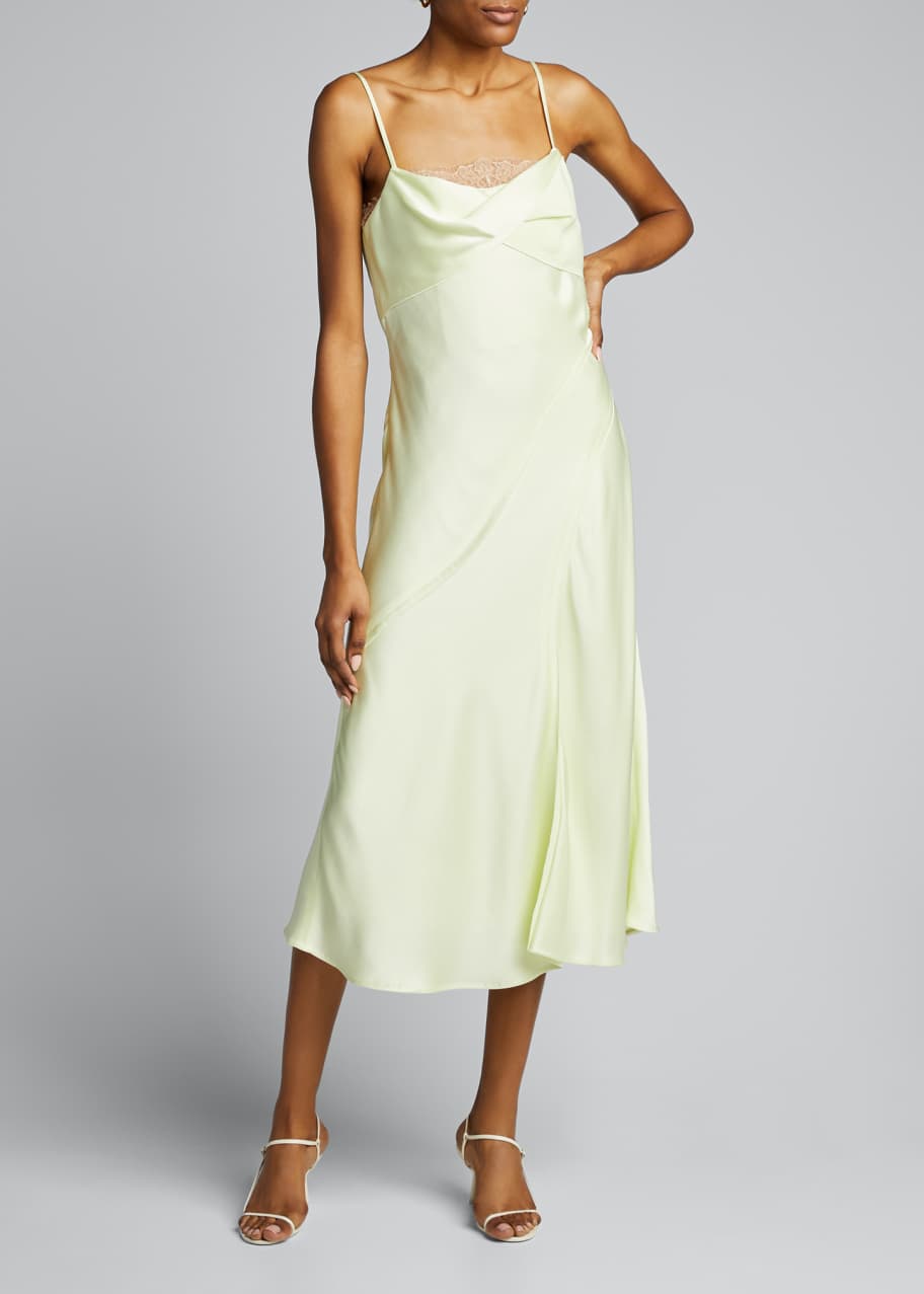 Lace Trim Satin Slip Dress